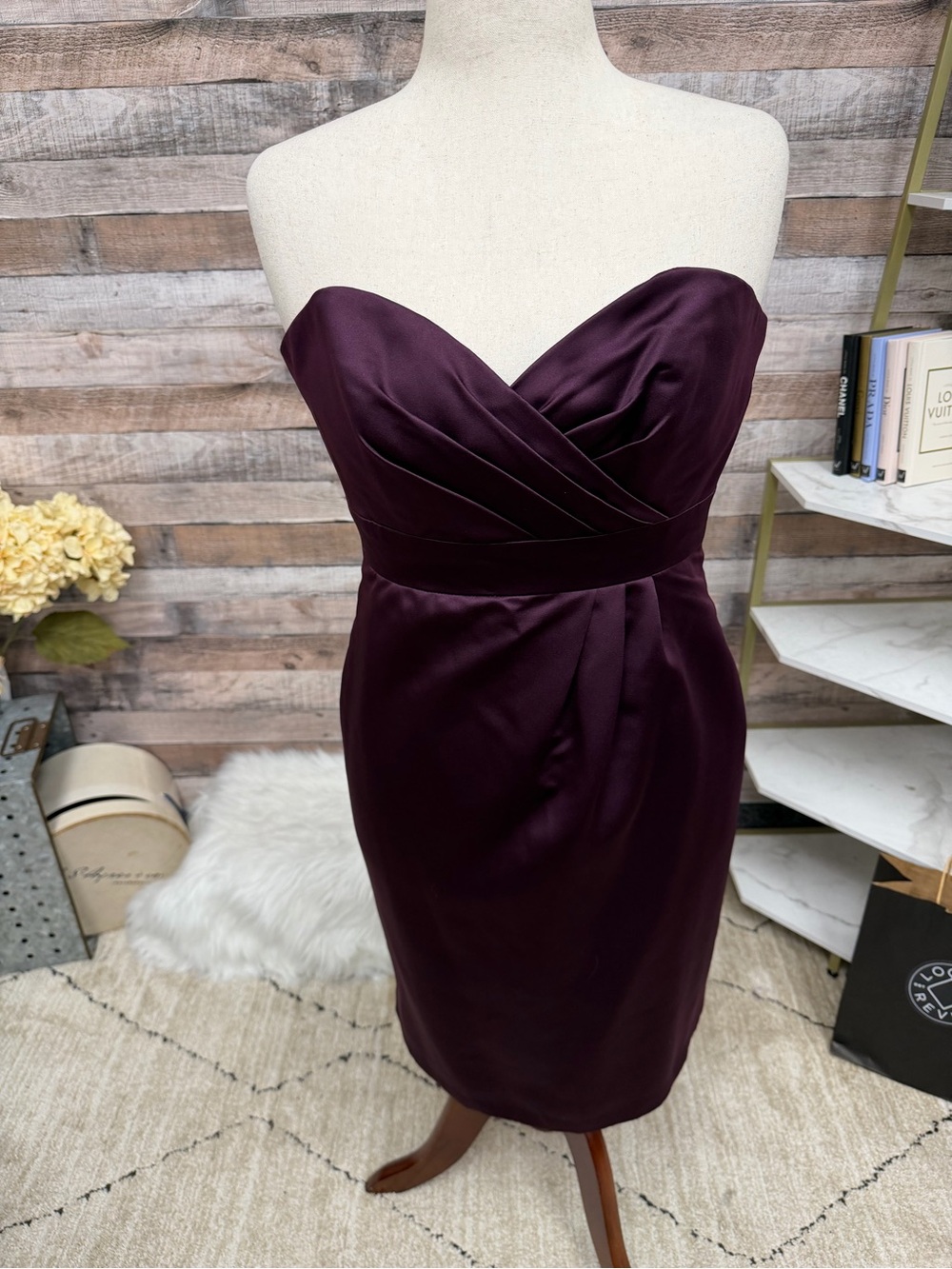 Alfred Angelo Strapless Purple Satin Cocktail Dress